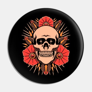 skull and flower tattoo Pin