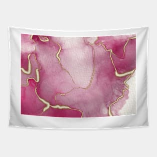 Pink gold alcohol watercolor ink abstract Tapestry