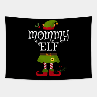 Mommy Elf Shirt , Family Matching Group Christmas Shirt, Matching T Shirt for Family, Family Reunion Shirts Tapestry