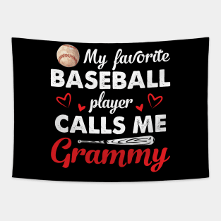 Womens My Favorite Baseball Player Calls Me Grammy Cute Mothers Day Tapestry