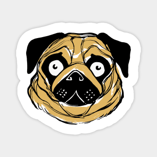 Face of a pug dog ink illustration Magnet