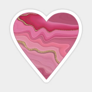 creative heart patterned with pink gold slice agate Magnet