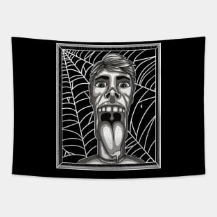 Spider Web Screaming Face Tapestry