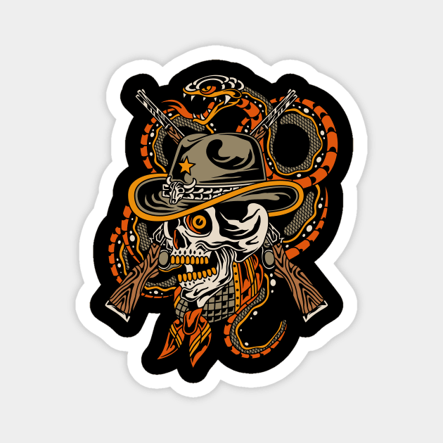 Cowboy skull Magnet by Abrom Rose