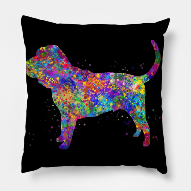 Bloodhound dog watercolor Pillow by Yahya Art