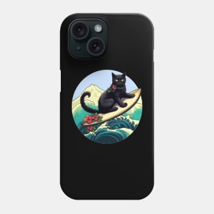 Black Cat Serious Surf Phone Case