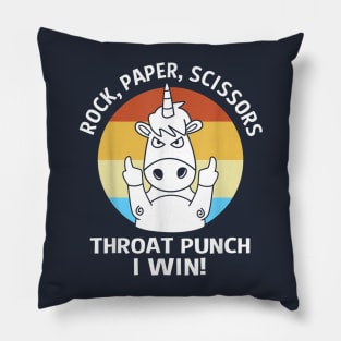 Rock Paper Scissors Throat Punch I Win Pillow