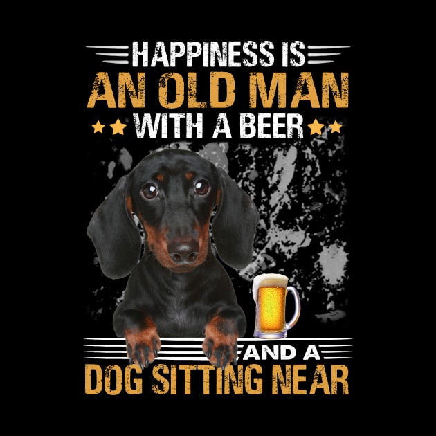 Happiness Is An Old Man With A Beer And A Dachshund Sitting Near by Magazine