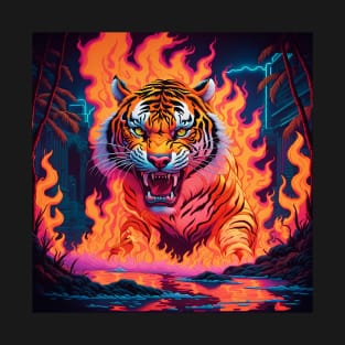Tiger Synthwave Art T-Shirt