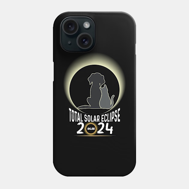 Solar Eclipse 2024 Shirt Total Eclipse April 8th 2024 Dog and cat Phone Case by Peter smith