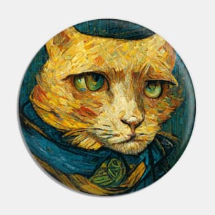 funny portrait cat van gogh style Pin