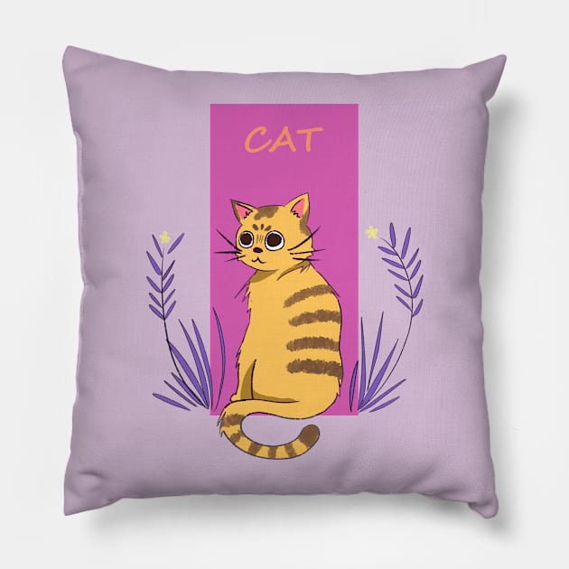 Cute Ginger Cat Bored Again Today Pillow by Maknasato