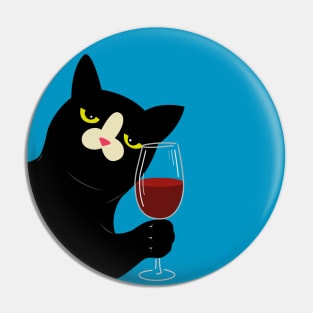 Cat with wine Pin