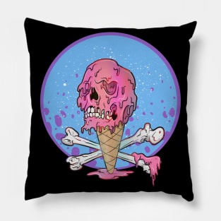 Screaming Ice Cream Dripping Skull Pillow