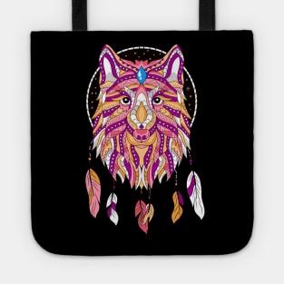 Ethnic Wolf Dream Catcher Art Tote