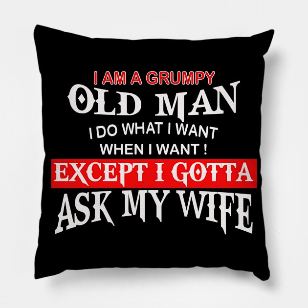 I Am A Grumpy Old Man I Do What I Want Except Ask My Wife Costume Pillow by prunioneman