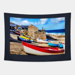 Sennen Cove Harbor Boats Tapestry