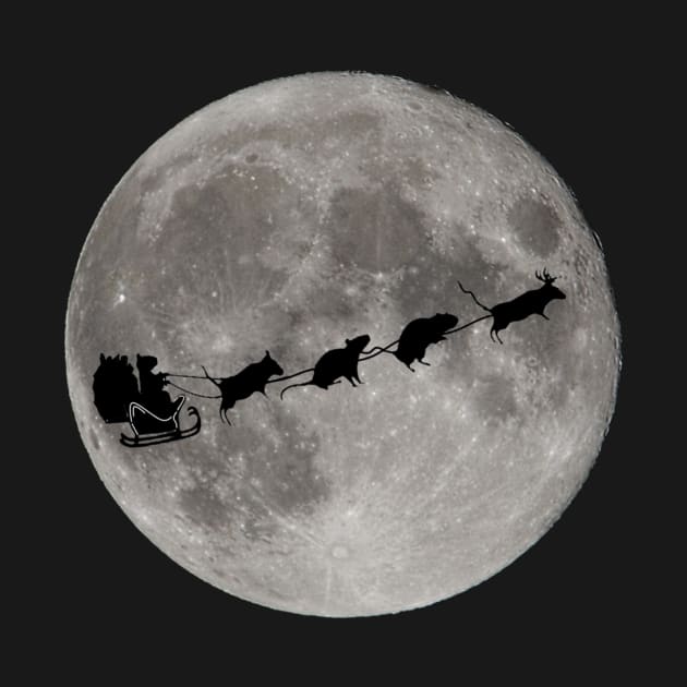 Santa  mouse passing the moon by Simon-dell