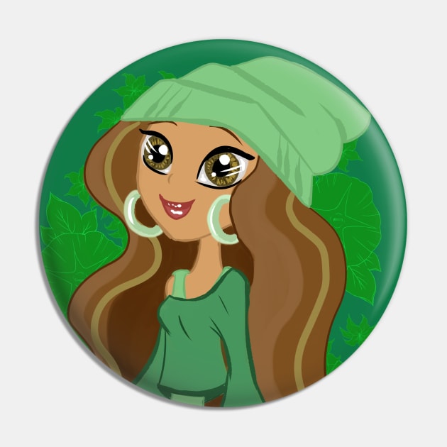 Little Green Vegan Girl Pin by OCDVampire