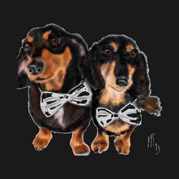 I Love Dachshunds With Bow Ties by LITDigitalArt