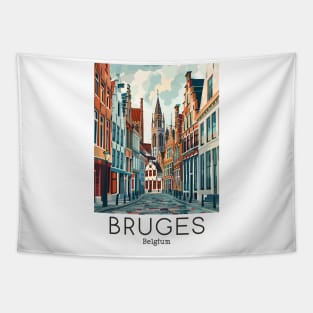 A Vintage Travel Illustration of Bruges - Belgium Tapestry