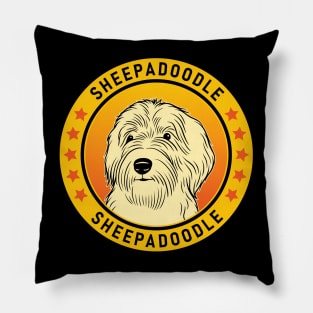 Sheepadoodle Dog Portrait Pillow