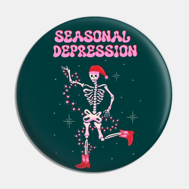 Seasonal Depression xmas art, Dancing skeleton in santa hat Christmas illustration Pin by WeirdyTales