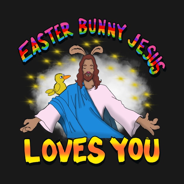 Easter bunny Jesus Loves You by wolfmanjaq