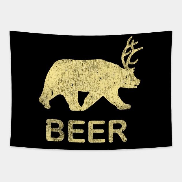 Beer Bear Deer Vintage Tapestry by citkamt