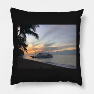 fishing boat at sunset Pillow