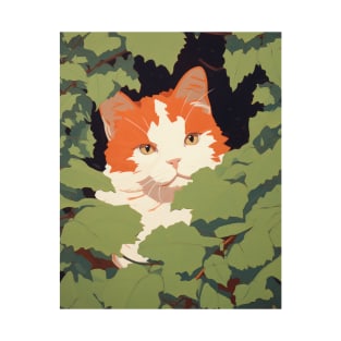 Orange Cat Peeping Painted Style T-Shirt