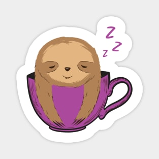 Sloth Sleeping in a Cup Funny Magnet