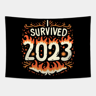 I Survived 2023 On Fire Design Tapestry