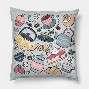 Cute tea party a fun tea time pattern Pillow