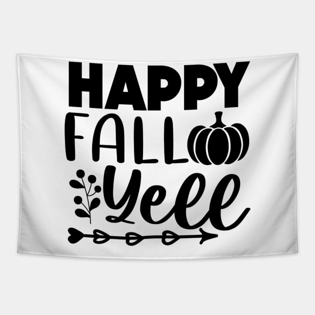 Happy Fall Yall Simple Lettering Tapestry by FashionDesignz