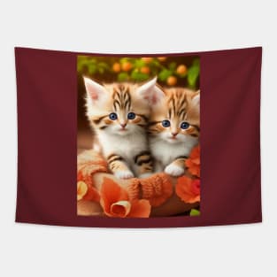 Cute kittens in a basket Tapestry