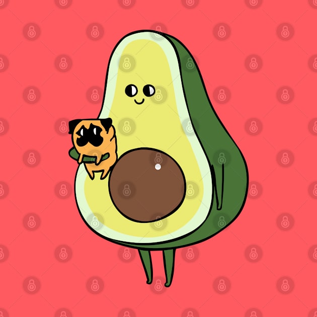 Avocado with Pug by huebucket