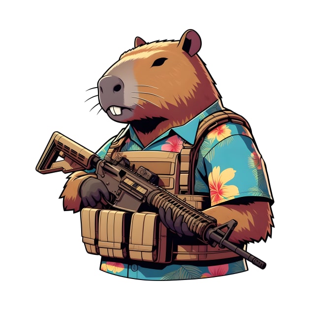 tactical capybara by Rawlifegraphic