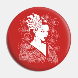 Japanese Geisha flower Pin