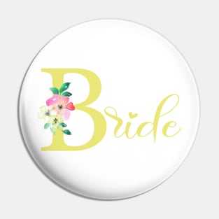 Yellow floral bride illustration Pin