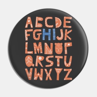 Alphabet says "Hi" (orange and blue) Pin