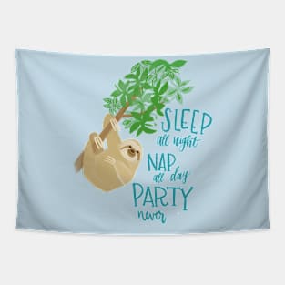 Party Never Sloth Tapestry