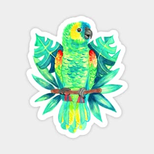 Amazon Parrot Tropical Watercolor Magnet
