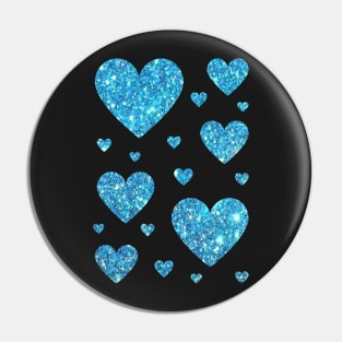 Light Blue Faux Glitter Hearts Pin