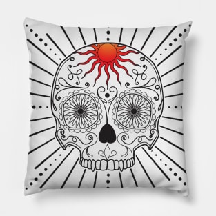 Neo-Trad Sugar Skull Tattoo Pillow