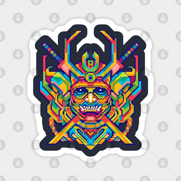 JAPANESE SAMURAI HEAD POP ART Magnet by mrcatguys