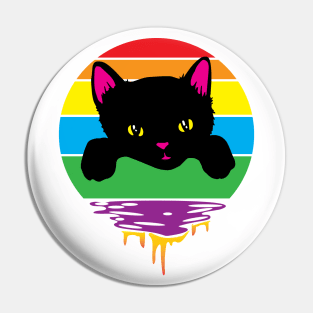 Rainbow Sunset Kitten Pin