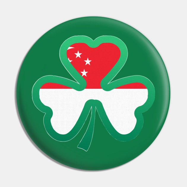 Singapore Flag for st patricks day, Irish Shamrock Pin by Myteeshirts