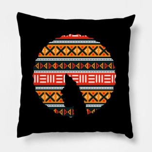 Afro Hair Woman with African Pattern, Black History Pillow