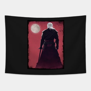 White Wolf Howling at the Moon - Red - Fantasy Witcher Tapestry